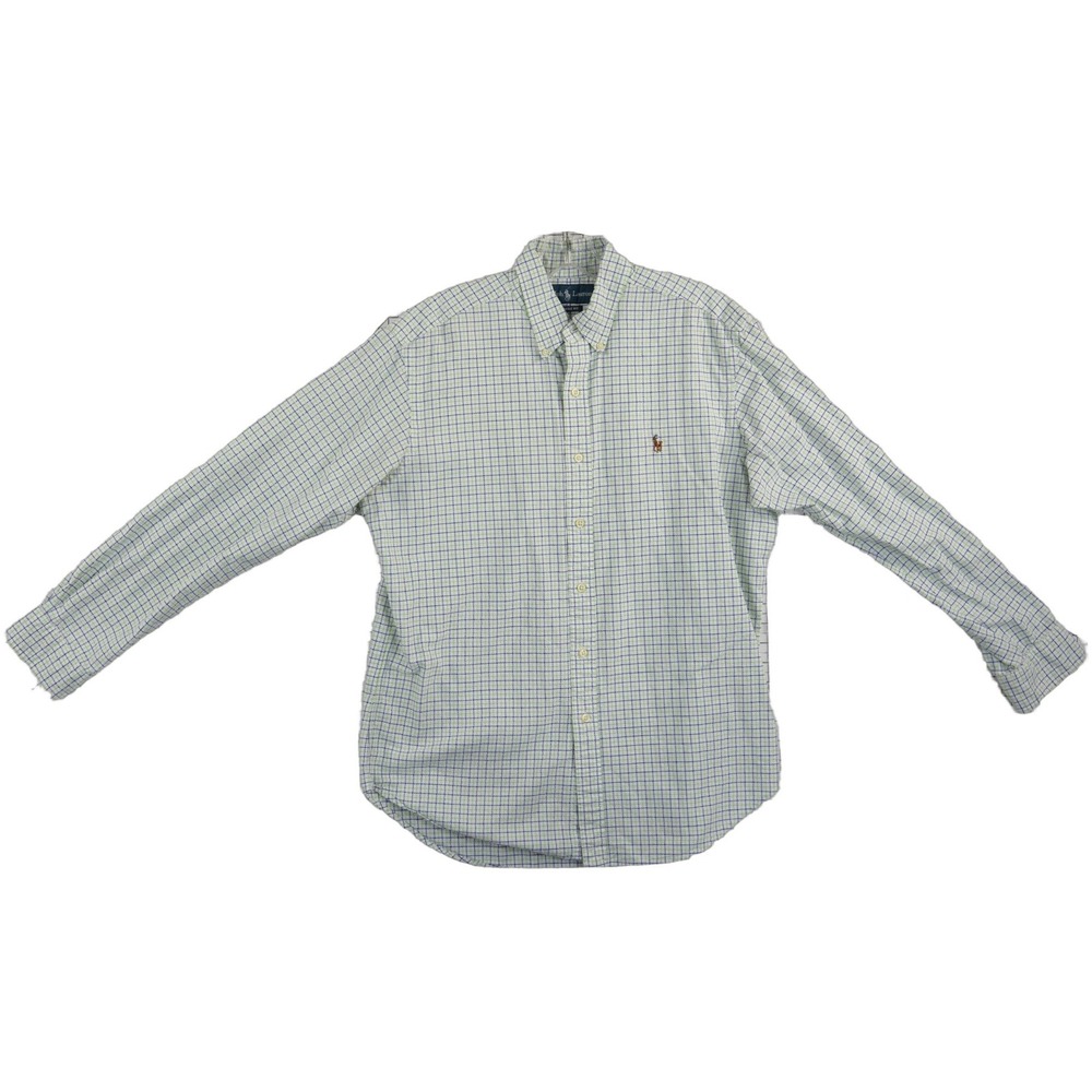 Polo Ralph Lauren Button Down Shirt Top Mens Size XL White Tattersall Windowpane